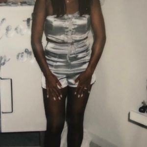 Silver Tube Top Short Set